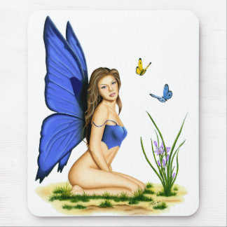 "Blue Butterfly Fairy" Mousepad Muismat