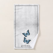 Blue Butterfly Floral Bath Towel Set Bad Handdoek (Handdoek)