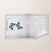 Blue Butterfly Floral Bath Towel Set Bad Handdoek (Handdoek)