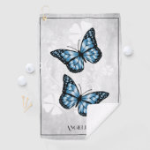 Blue Butterfly Floral Golf Towel Golfhanddoek (Insitu)