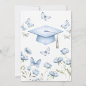 Blue Butterfly Floral Graduation Invitation Kaart (Achterkant)