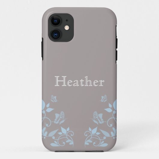 Blue Butterfly Floral iPhone 5 Hoesje (Achterkant)