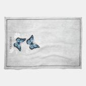 Blue Butterfly Floral Kitchen Towel Theedoek (Horizontaal)