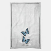 Blue Butterfly Floral Kitchen Towel Theedoek (Verticaal)
