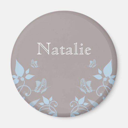 Blue Butterfly Floral Magnet (Voorkant)