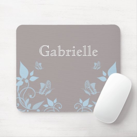 Blue Butterfly Floral Mousepad Muismat (Met muis)