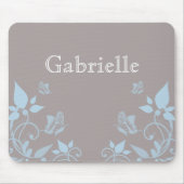 Blue Butterfly Floral Mousepad Muismat (Voorkant)