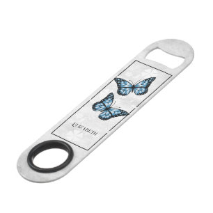 Blue Butterfly Floral Personal Bar Key Speed Flessenopener