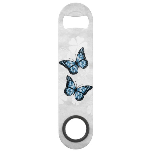 Blue Butterfly Floral Personal Bar Key Speed Flessenopener (Achterkant)