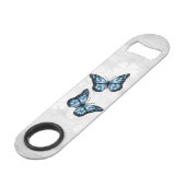 Blue Butterfly Floral Personal Bar Key Speed Flessenopener (Achterkant Gekanteld)