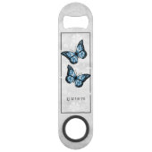 Blue Butterfly Floral Personal Bar Key Speed Flessenopener (Voorkant)