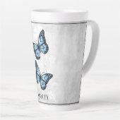 Blue Butterfly Floral Personal latte Mok (Rechterhoek)