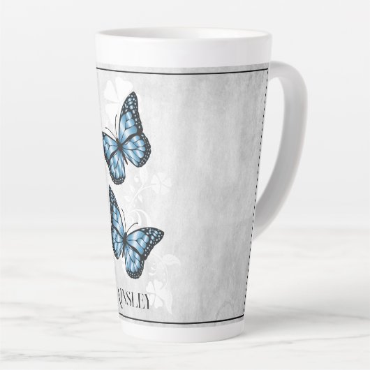 Blue Butterfly Floral Personal latte Mok (Rechterhoek)