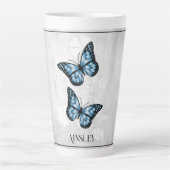 Blue Butterfly Floral Personal latte Mok (Voorkant)