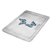 Blue Butterfly Floral Personalized Bath Mat (Gekanteld)