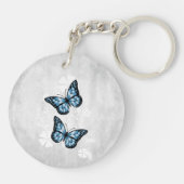 Blue Butterfly Floral Personalized Sleutelhanger (Achterkant)