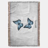 Blue Butterfly Floral Personalized Throw Blanket Deken (Voorkant Verticaal)