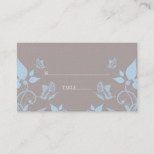 Blue Butterfly Floral Place Card Plaatskaartje (Voorkant)