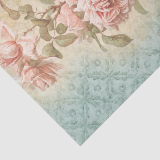 Blue Butterfly Floral Script Ephemera-ontkoppeling Tissuepapier (Detail)