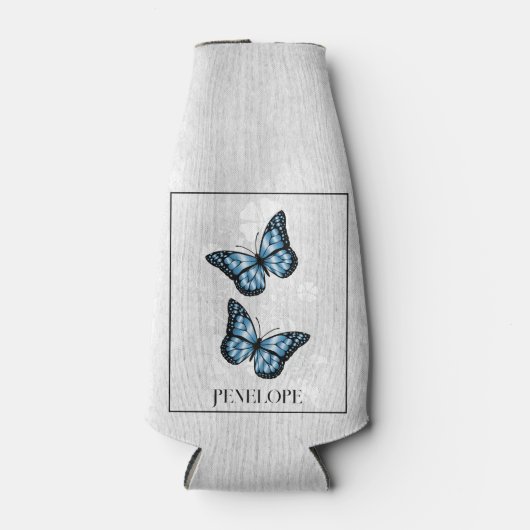Blue Butterfly Floral Specialized Bottle Cooler (Voorkant)