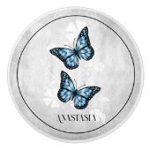 Blue Butterfly Floral Specialized Ceramic Knob. Keramische Knop (Voorkant)