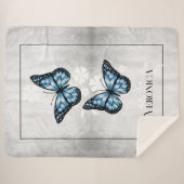 Blue Butterfly Floral Specialized Sherpa Blanket Sherpa Deken (Voorkant (horizontaal))