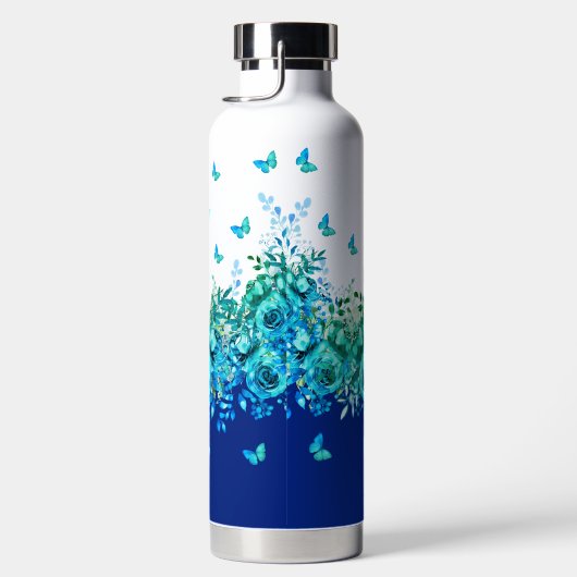 Blue Butterfly Floral Water Bottle Waterfles (Rechts)
