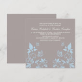 Blue Butterfly Floral Wedding Invite Kaart (Voorkant / Achterkant)