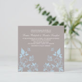 Blue Butterfly Floral Wedding Invite Kaart (Staand voorkant)