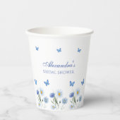 Blue Butterfly Floral Wildflower Vrijgezellenfeest Papieren Bekers (Voorkant)
