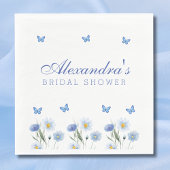 Blue Butterfly Floral Wildflower Vrijgezellenfeest Servet