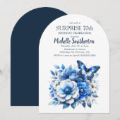 Blue Butterfly Flowers Arch Surprise 70ste verjaar Kaart (Voorkant / Achterkant)