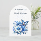 Blue Butterfly Flowers Arch Surprise 70ste verjaar Kaart (Staand voorkant)