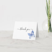 Blue Butterfly Funeral Memorial Bedankkaart (Voorkant)
