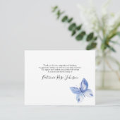 Blue Butterfly Funeral Memorial Bedankkaart (Staand voorkant)