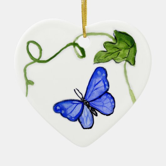 Blue Butterfly Garden Art Custom Ornament Pendant (Voorkant)