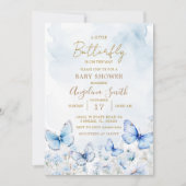 Blue Butterfly Garden Baby shower uitnodiging (Voorkant)