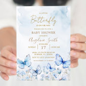 Blue Butterfly Garden Baby shower uitnodiging