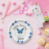 Blue Butterfly Garden Birthday Party Paper Bord (Feest)