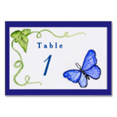 Blue Butterfly Garden Custom Number Table Kaarten (Achterkant)