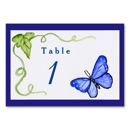 Blue Butterfly Garden Custom Number Table Kaarten (Voorkant)