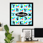 BLUE BUTTERFLY GEPERSONALISEERD GYMNASTIEK POSTER (Thuiskantoor)