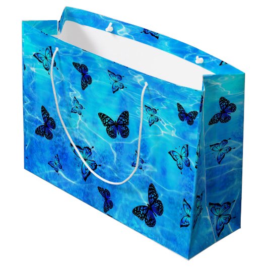 Blue Butterfly Gift Bag Groot Cadeauzakje (Achterkant Gekanteld)
