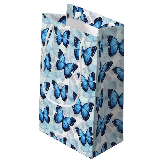 Blue Butterfly Gift Bag Klein Cadeauzakje (Achterkant Gekanteld)