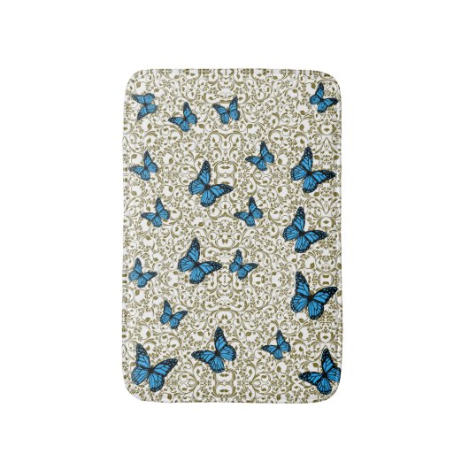 Blue butterfly gold garden badmat (Voorkant Verticaal)