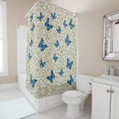 Blue butterfly gold garden douchegordijn (In situ)