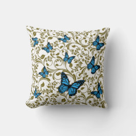 Blue butterfly gold garden kussen