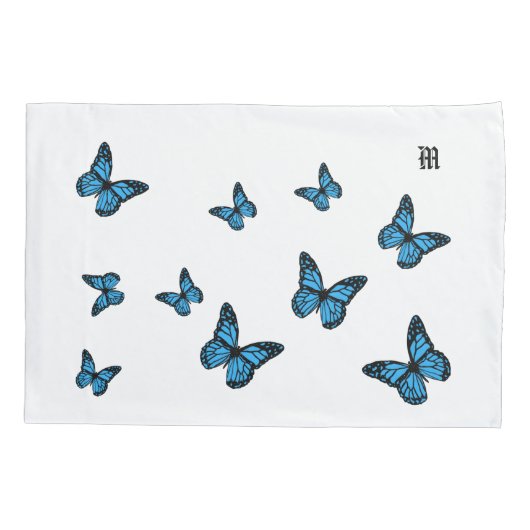 Blue butterfly gold garden kussensloop (Achterkant)