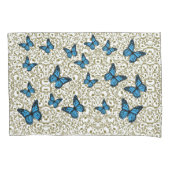 Blue butterfly gold garden kussensloop (Voorkant)