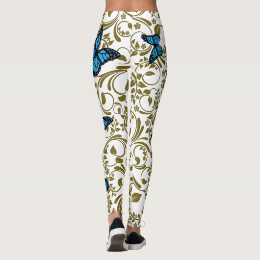 Blue butterfly gold garden leggings (Achterkant)